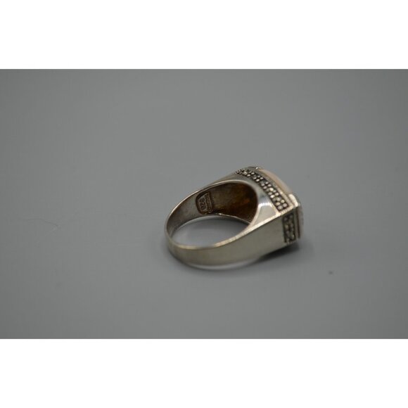 Light Pink Stone Cocktail Ring Ornate Size 9 Thailand 925 Sterling Silver 8.07g - Picture 4 of 8